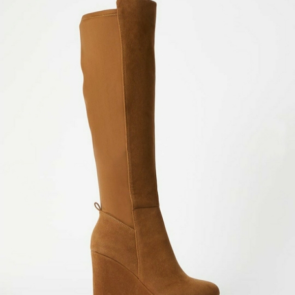 Brand New. SHOEDAZZLE - CLAIRE Knee High Wedge Boots - Taupe - Picture 9 of 9